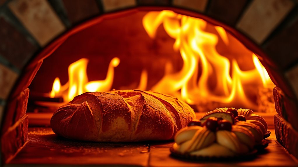 baking bread in pizza ovens