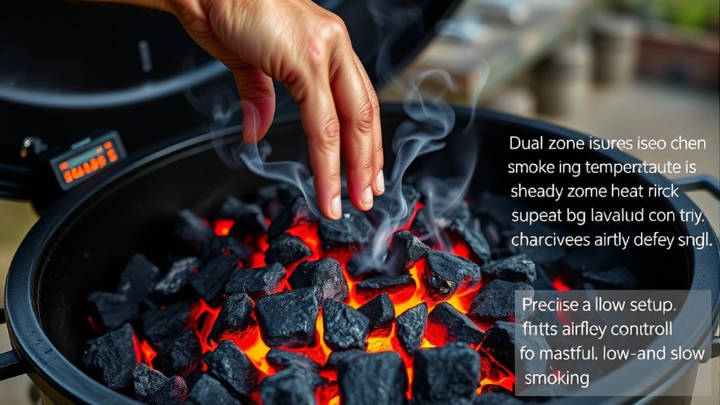 charcoal arrangement for controlled cooking