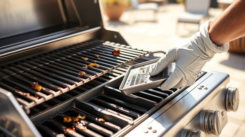 clean grates and drip trays