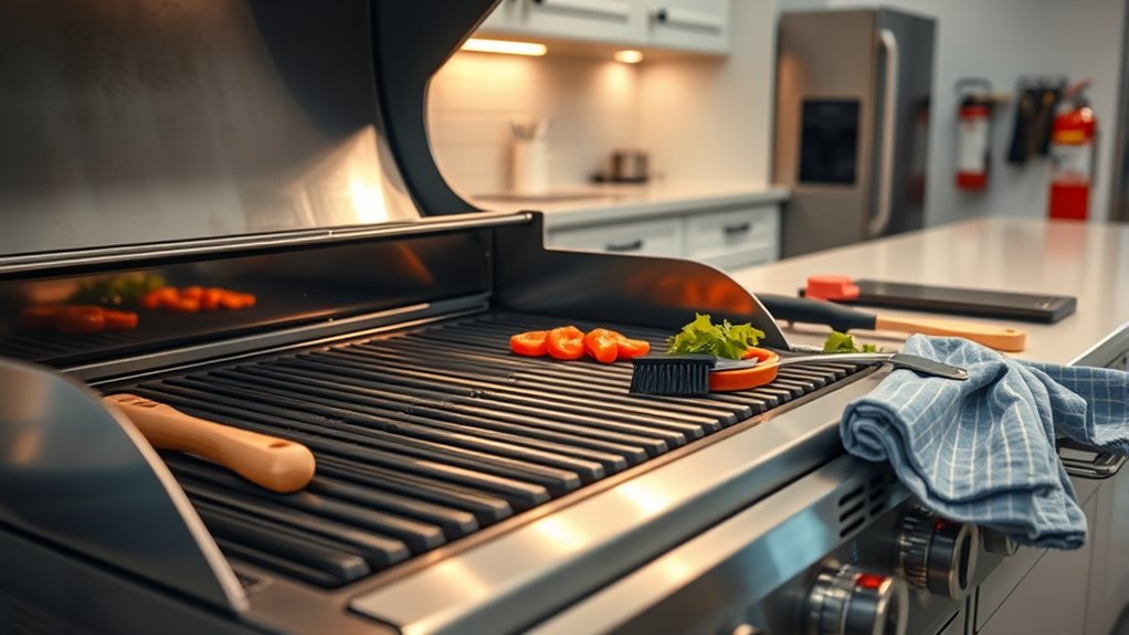 clean grill regularly to prevent fires