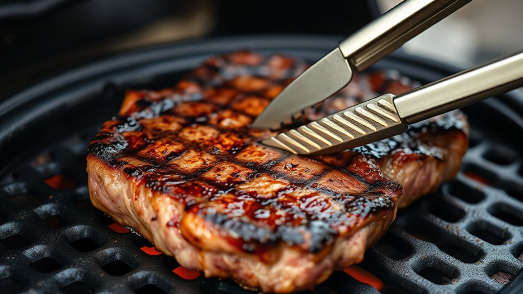 flip steak sparingly for tenderness