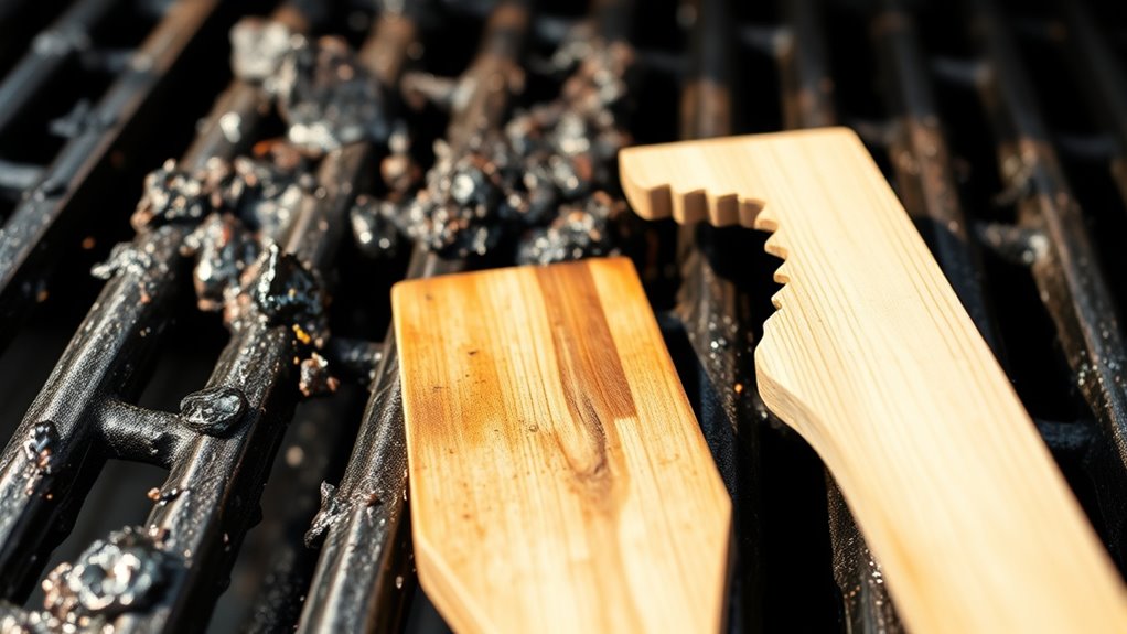 grill cleaning with scrapers