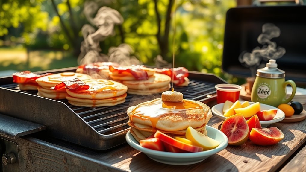 grill pancakes bacon brunch