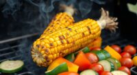 grilled corn and vegetables