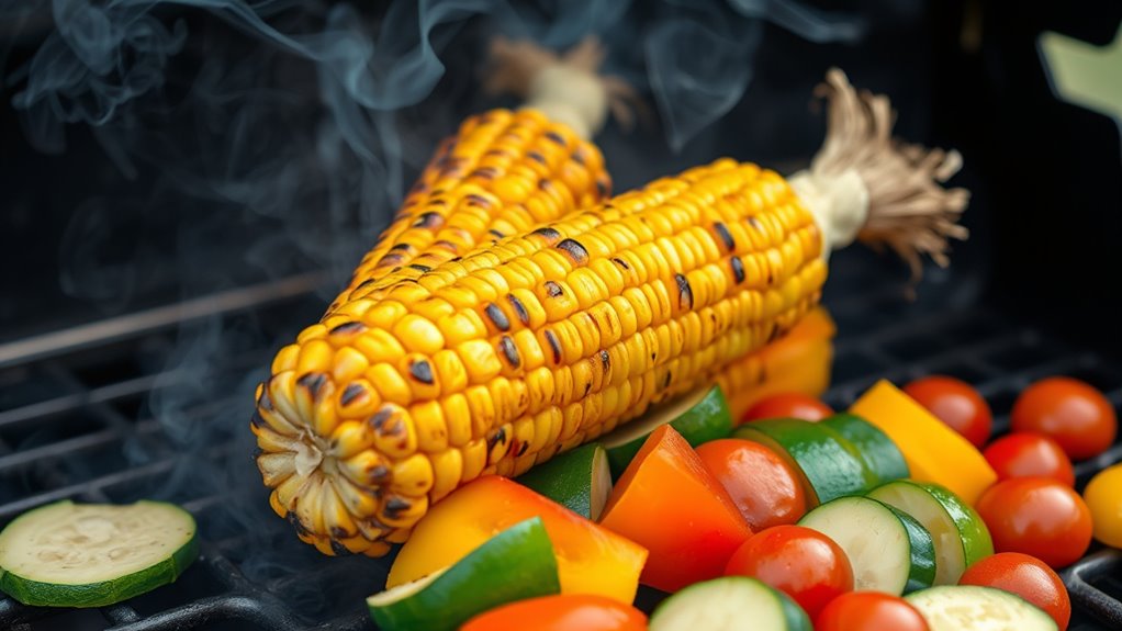 grilled corn and vegetables