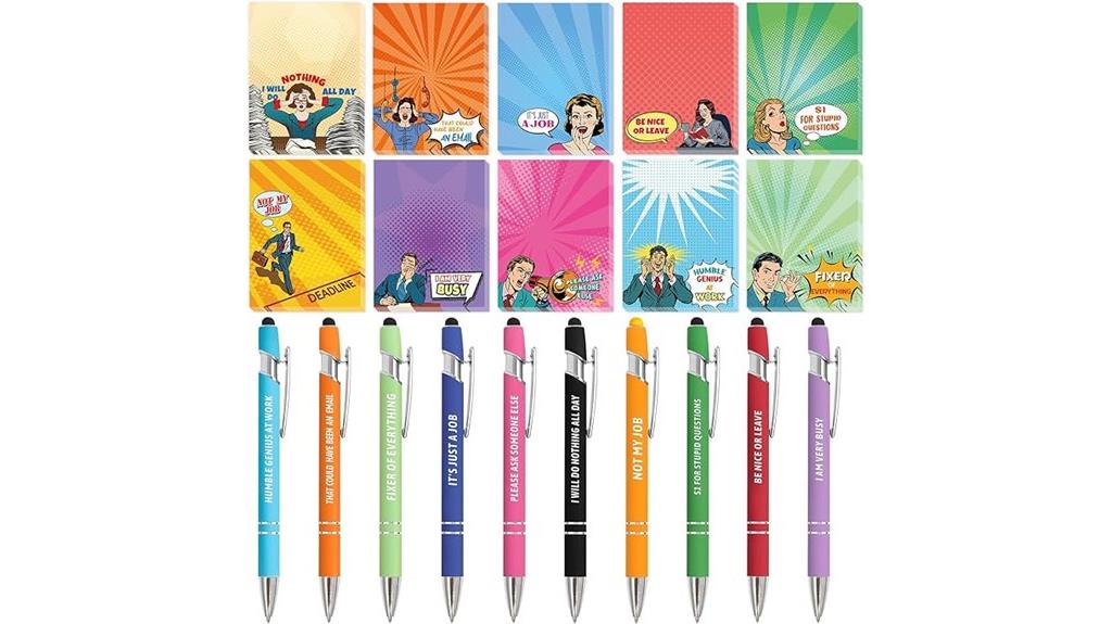 humorous notepad and pen set