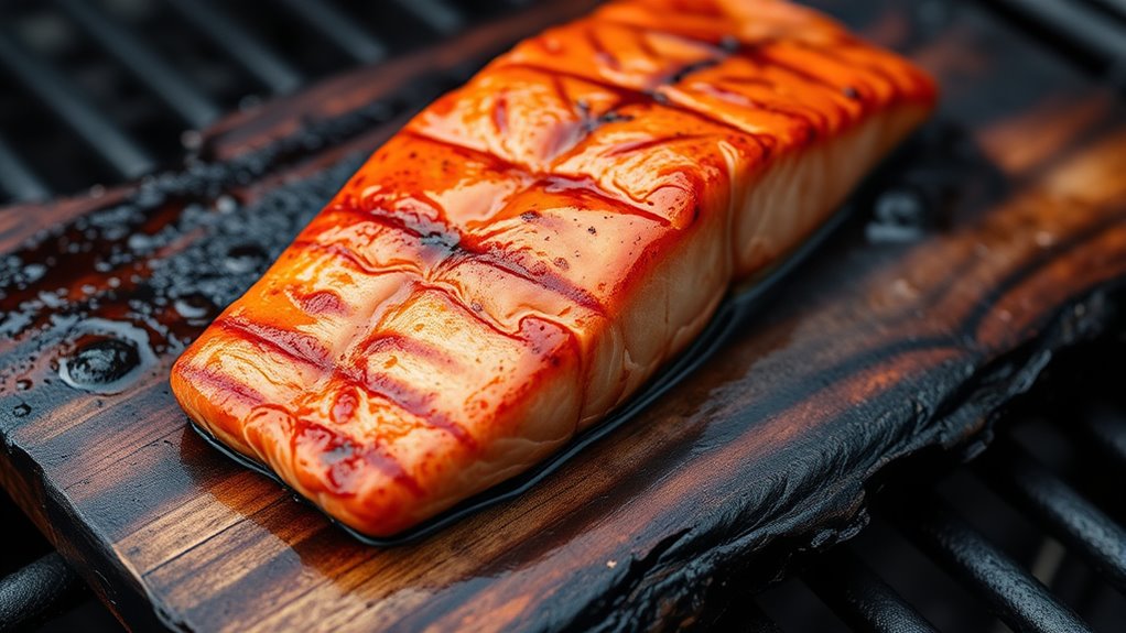 place salmon on soaked plank