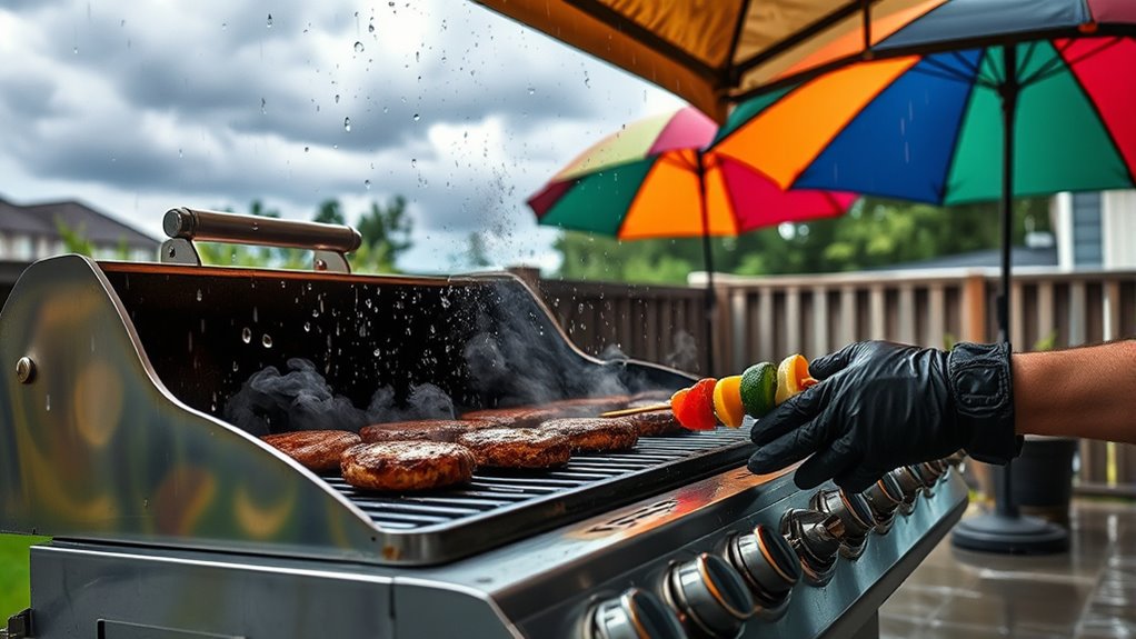 prepare for rainy outdoor cooking