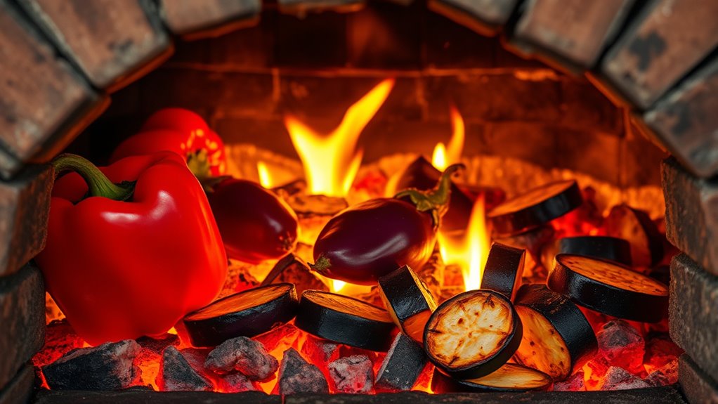 roasting vegetables in pizza oven