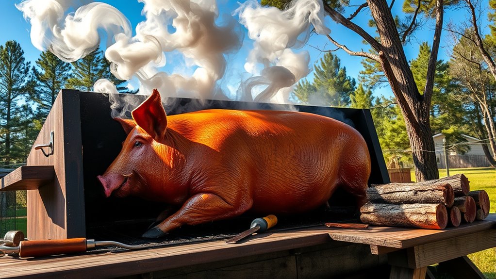 smoking a whole pig