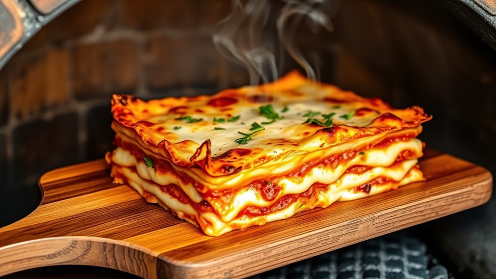 wood fired crispy lasagna