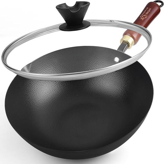 10-Inch Carbon Steel Wok with Lid and Guide