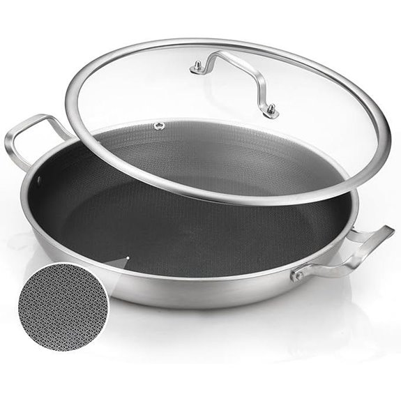 DELARLO 14-Inch Tri-Ply Stainless Steel Paella Pan