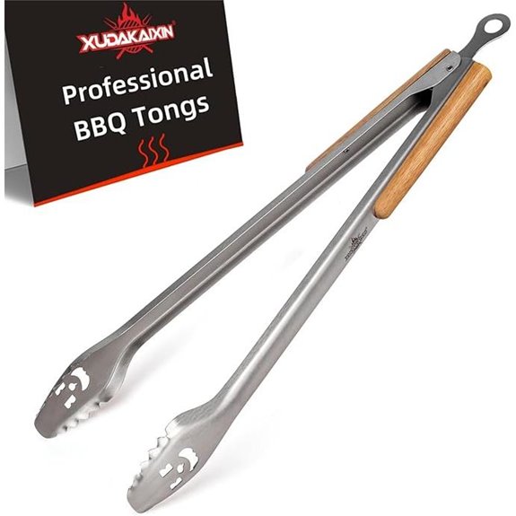 25-Inch Stainless Steel BBQ Tongs with Acacia Handle