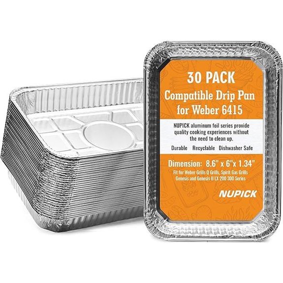 NUPICK 30 Pack Grill Drip Pans for Weber Grills