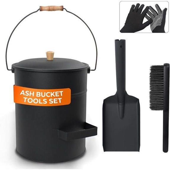 Ash Bucket with Lid and Shovel Set
