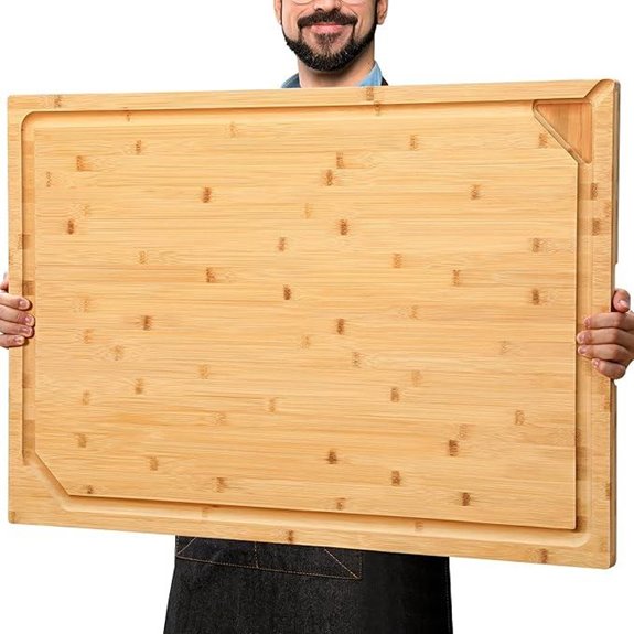 Large Bamboo Cutting Board with Handle and Juice Groove