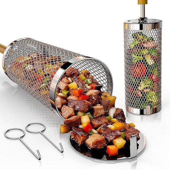 Rolling Grill Basket 2-Pack for BBQ & Camping