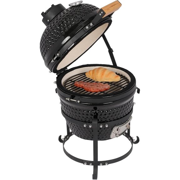 Ceramic Kamado Grill and Smoker (Black)
