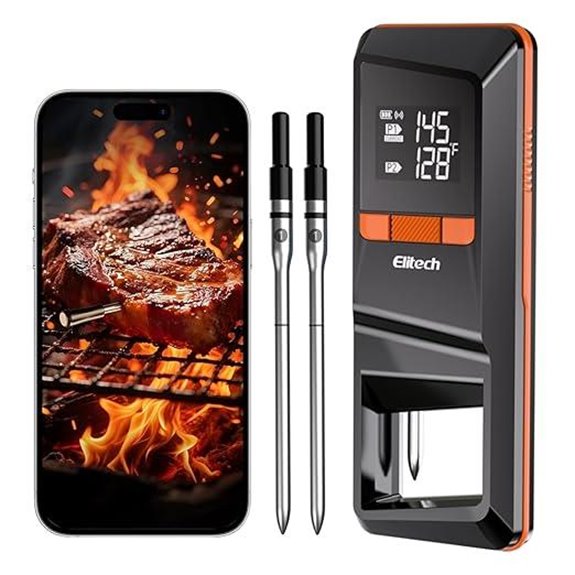 Elitech Bluetooth Digital BBQ Thermometer with 2 Probes
