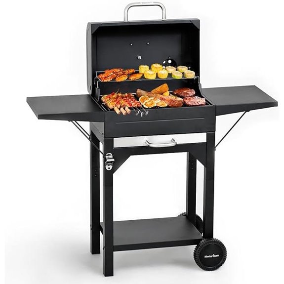 MASTER COOK Charcoal Grill with Side Tables