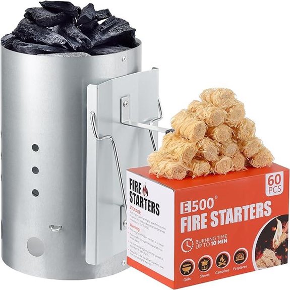 E500 Charcoal Chimney Starter Kit with 60 Pcs