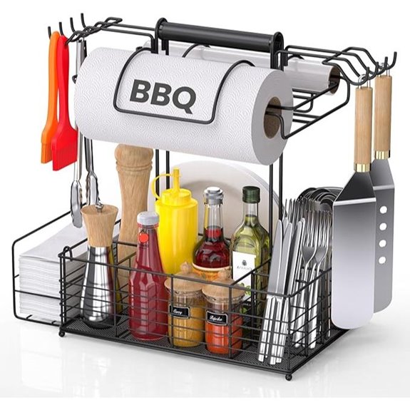 Barbecue Tool Set & Organizer with Hooks and Holders