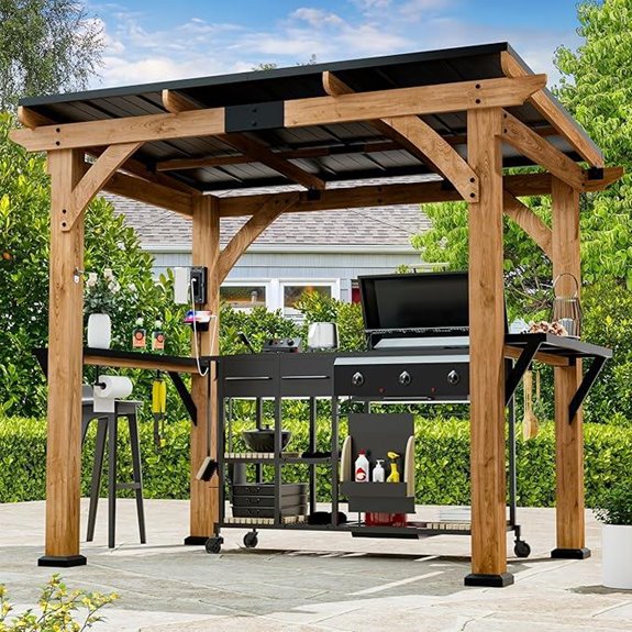 Modern Shade Grill Gazebo with Shelves and Charging