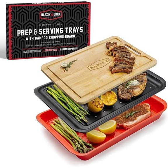 Blazin' Grill 3-Piece Stackable Melamine Serving Trays
