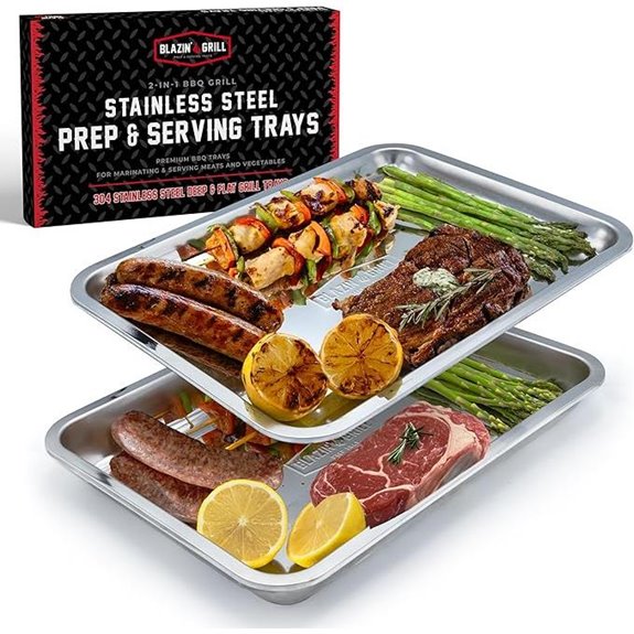 Blazin' Grill Stackable Stainless Steel Serving Trays