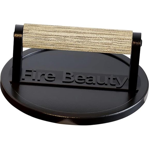 Fire Beauty Burger Press (6.5) with Wood Handle