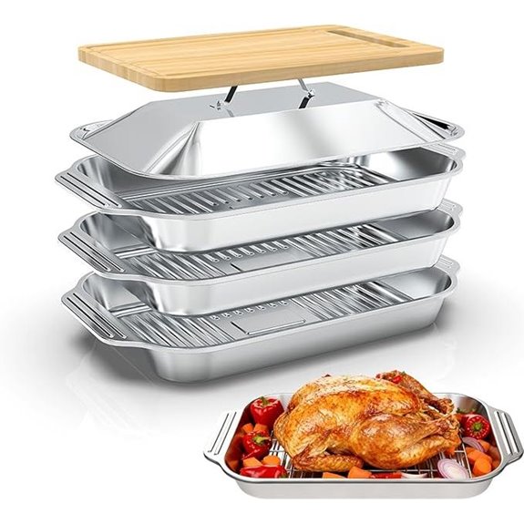 5-in-1 Stainless Steel Grill Prep and Serve Trays