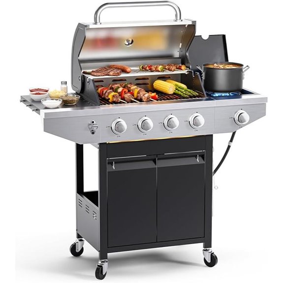 4-Burner Propane Gas Grill with Side Burner