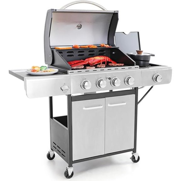 Captiva 4-Burner Propane Gas Grill with Side Burner