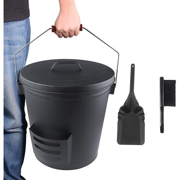 Galvanized Iron Ash Bucket with Shovel and Broom