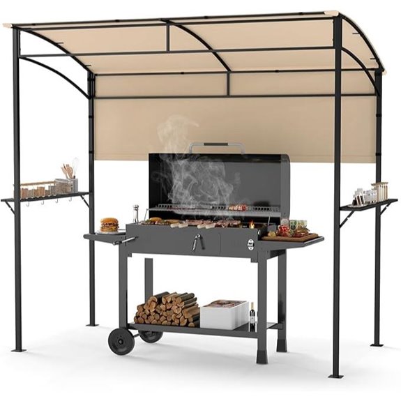 Outdoor Grill Gazebo with Shelves and Canopy