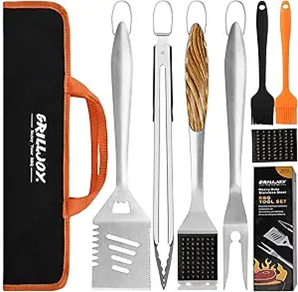 Grilljoy 8-Piece Heavy Duty BBQ Grill Tools Set