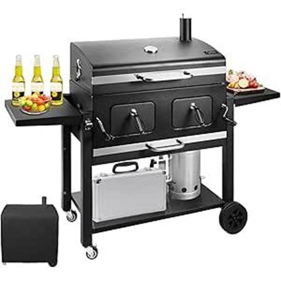 Kenadne Large Outdoor Charcoal Grill with Side Tables
