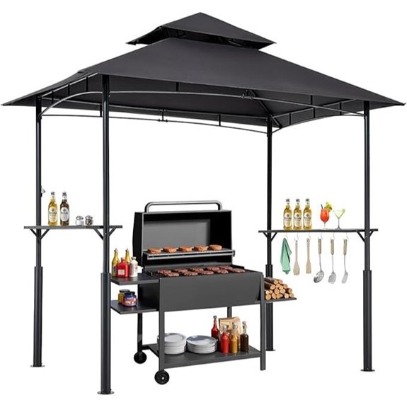 VEVOR 8x5 ft Steel Outdoor BBQ Gazebo with Shelves