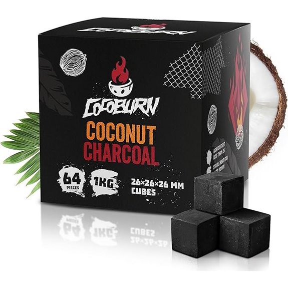 Natural Hookah Charcoal Cubes 64 Pieces Long Burn