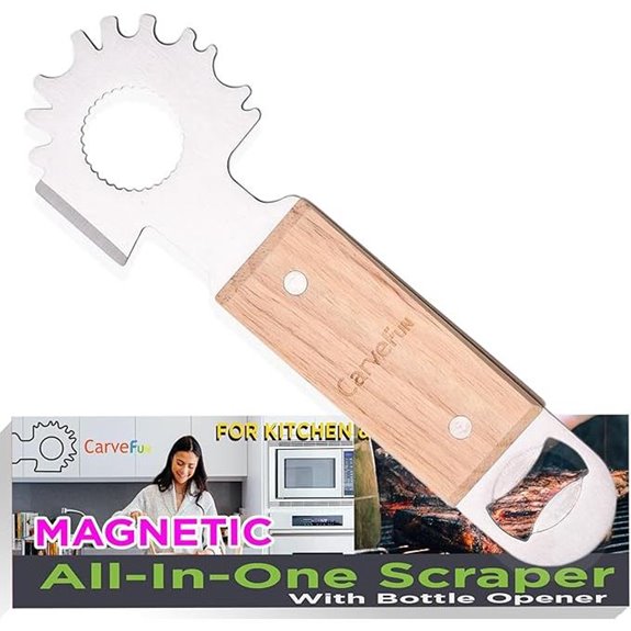 Magnetic BBQ Grill Scraper & Bottle Opener