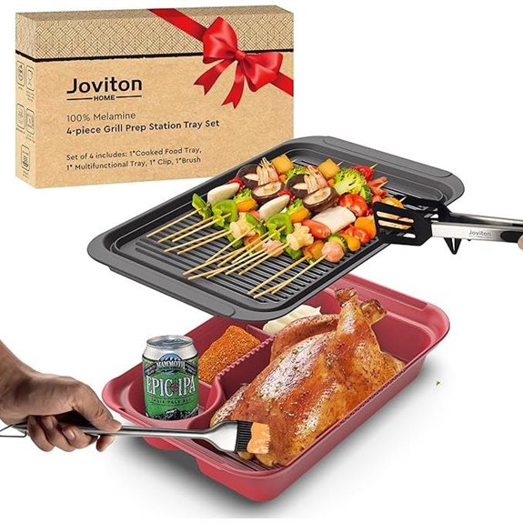 4PCS Melamine Grill Prep Station Tray Set