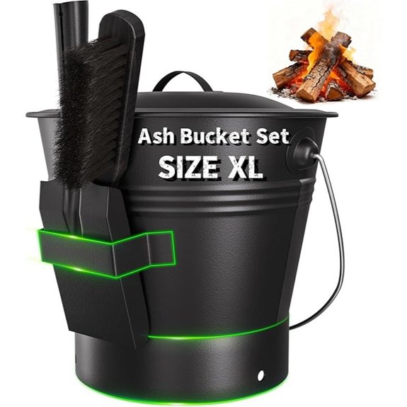 AMAGABELI Metal Ash Bucket with Tools (3-Gallon)