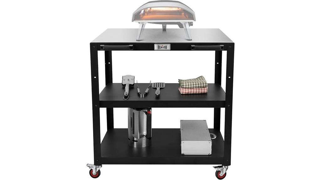 mobile stainless steel pizza cart