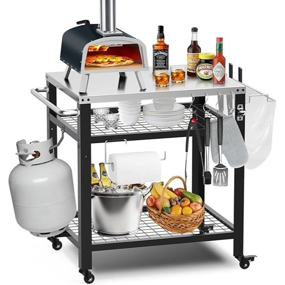 Stainless Steel Pizza Oven Table with Wheels