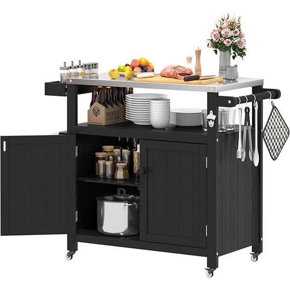 Weatherproof Outdoor Kitchen Island with Wheels