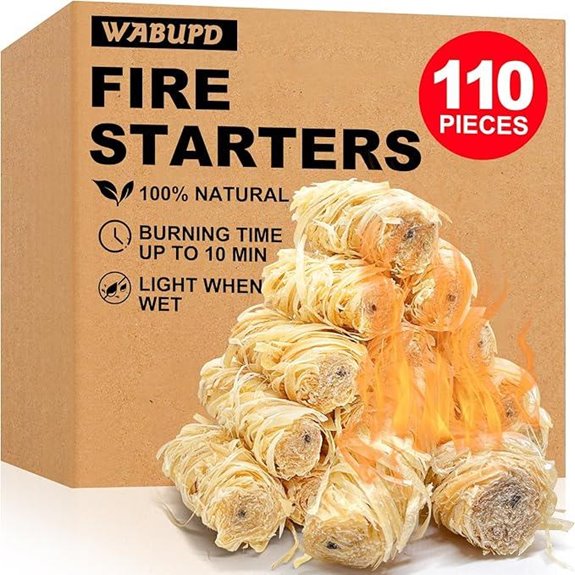 110 Pcs Natural Fire Starters for Fireplace & Grill
