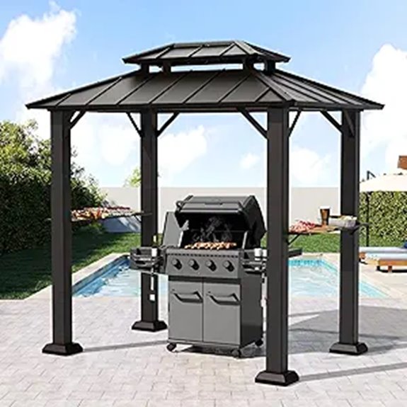 8'x6' Outdoor Grill Gazebo with Double Roof