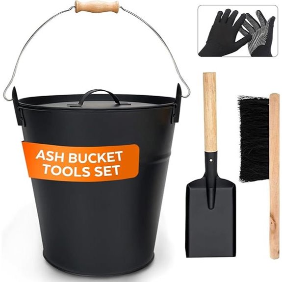 Ash Bucket with Lid and Shovel Fireplace Tools Set