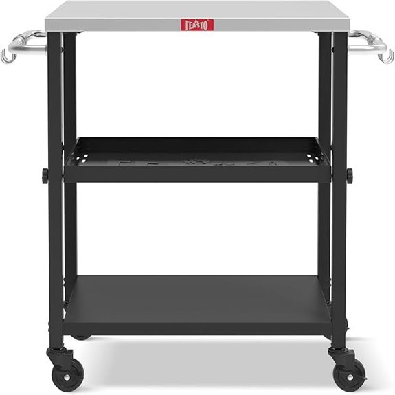 3-Shelf Outdoor Grill Cart with Wheels